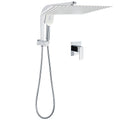 WELS Square Chrome 16" Large Shower Head 3 Mode Handheld Diverter Wall Arm 2in1 Set + Mixer V1233-A702ROHS002M4CKSS116KSQ201CR