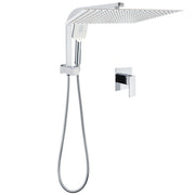 WELS Square Chrome 16" Large Shower Head 3 Mode Handheld Diverter Wall Arm 2in1 Set + Mixer V1233-A702ROHS002M4CKSS116KSQ201CR