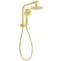 WELS Brushed Gold Round Twin 8" Shower Head Set Diverter Wall Arm Single Mode Handheld V1233-A703GHR002M4CGKSR108G