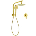 WELS Brushed Gold Round 2in1 8" Shower Head Set Diverter Wall Arm Stainless Steel Handheld + Mixer V1233-A703GHR002M4CGKSR108GKRD201G