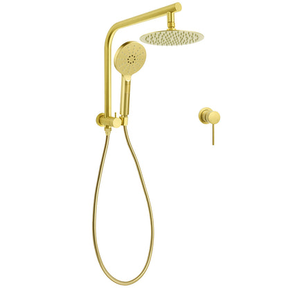 Brushed Gold Round 2in1 8" Shower Head Set Diverter Wall Arm Stainless Steel Handheld Small Face Mixer V1233-A703GHR002M4CGKSR108GKRD201G60