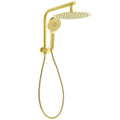 Brushed Gold Round 12" Rain Shower Head 3 Mode Handheld Diverter Wall Arm Set V1233-A703GHR002M4CGKSR112G