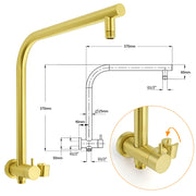 Brushed Gold 2in1 Round Large 12" Rain Shower Head 3 Mode Handheld Wall Arm Bath Mixer V1233-A703GHR002M4CGKSR112GKCR201BG