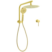 WELS Brushed Gold 2in1 Set Round Large 12" Rain Shower Head 3 Mode Handheld Wall Arm Small Face Mixer V1233-A703GHR002M4CGKSR112GKRD201G60