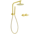 WELS Brushed Gold Round 2in1 Shower Head Set Diverter Wall Arm Stainless Steel Handheld + Taps V1233-A703GSS019CBGKSR108GCPF0282AG