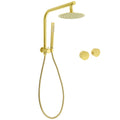 WELS Brushed Gold Round 2in1 Shower Head Set Ergonomic Handheld Gooseneck Arm Twin Taps V1233-A703GSS019CBGKSR108GKC0292BG