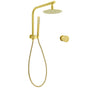 WELS Brushed Gold Round Dual Shower Head Set Single Mode Handheld Gooseneck Arm Wall Mixer V1233-A703GSS019CBGKSR108GKC1292BG