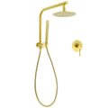 WELS Brushed Gold Round Twin Shower Head Set Diverter Wall Arm Single Mode Handheld Wall Mixer V1233-A703GSS019CBGKSR108GKRD201G