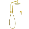 WELS Brushed Gold Round Dual Shower Head Set Diverter Wall Arm Single Mode Handheld Small Face Mixer V1233-A703GSS019CBGKSR108GKRD201G60