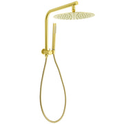 WELS Brushed Gold Round 12" Rain Shower Head Stainless Steel Handheld Diverter Wall Arm Set V1233-A703GSS019CBGKSR112G