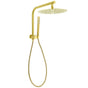 WELS Brushed Gold Round 12" Rain Shower Head Stainless Steel Handheld Diverter Wall Arm Set V1233-A703GSS019CBGKSR112G
