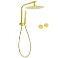 WELS Brushed Gold Large 12" Rain Shower Head Ergonomic Handheld Rose Diverter Twin Taps Combo V1233-A703GSS019CBGKSR112GKC0292BG