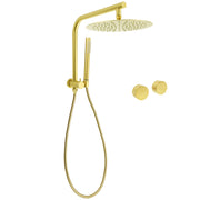 WELS Brushed Gold Large 12" Rain Shower Head Ergonomic Handheld Rose Diverter Twin Taps Combo V1233-A703GSS019CBGKSR112GKC0292BG