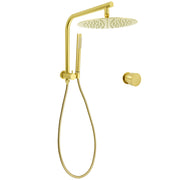 Brushed Gold 2in1 Round 12" Rain Shower Head Single Mode Handheld Diverter Wall Arm Mixer Set V1233-A703GSS019CBGKSR112GKC1292BG