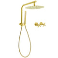 Brushed Gold 2in1 Round Large 12" Rainfall Shower Head Metal Handheld Wall Arm Bath Mixer V1233-A703GSS019CBGKSR112GKCR201BG