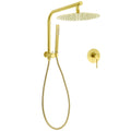Brushed Gold Round Large 12" Rain Shower Head Stainless Steel Spray Handheld Wall Arm Mixer Set V1233-A703GSS019CBGKSR112GKRD201G