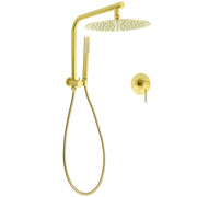 Brushed Gold Round Large 12" Rain Shower Head Stainless Steel Spray Handheld Wall Arm Mixer Set V1233-A703GSS019CBGKSR112GKRD201G