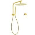 Brushed Gold Round Large 12" Rain Shower Head Stainless Steel Spray Handheld Wall Small Face Mixer Set V1233-A703GSS019CBGKSR112GKRD201G60