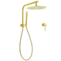 Brushed Gold Round Large 12" Rain Shower Head Stainless Steel Spray Handheld Wall Small Face Mixer Set V1233-A703GSS019CBGKSR112GKRD201G60