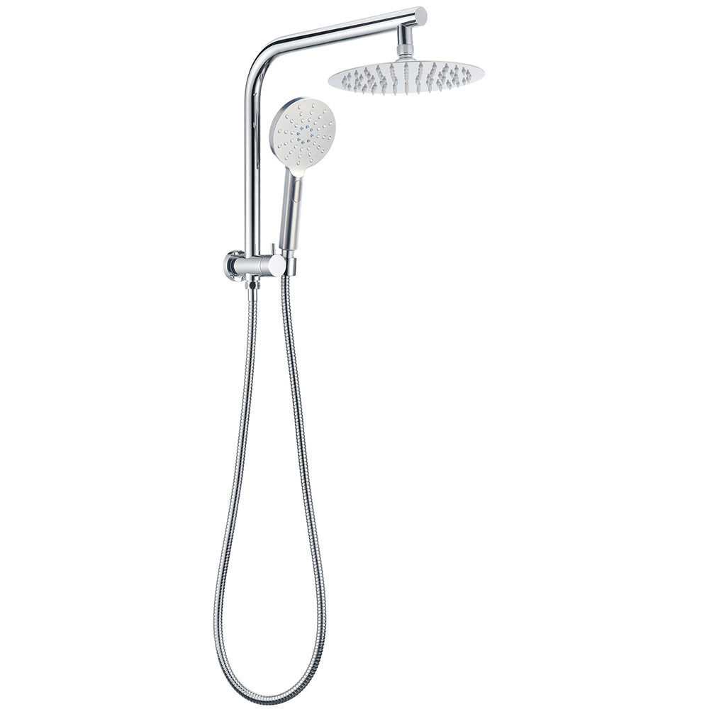 WELS 2in1 Shower 8" Round Chrome Head 3 Mode Handheld Rose Gooseneck Arm Set V1233-A703ROHR002M4CKSR108