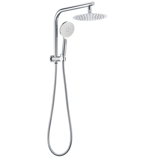 WELS 2in1 Shower 8" Round Chrome Head 3 Mode Handheld Rose Gooseneck Arm Set V1233-A703ROHR002M4CKSR108