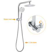 WELS 2in1 Shower 8" Round Chrome Head 3 Mode Handheld Rose Gooseneck Arm Set V1233-A703ROHR002M4CKSR108