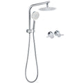 WELS Twin Shower 8" Round Chrome Head 3 Mode Handheld Rose Gooseneck Arm Taps Set V1233-A703ROHR002M4CKSR108CPF0282A