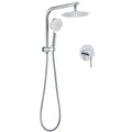 WELS Twin Shower 8" Round Chrome Head 3 Mode Handheld Rose Gooseneck Arm Mixer Set V1233-A703ROHR002M4CKSR108KRD201CR