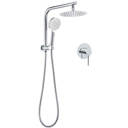 WELS Twin Shower 8" Round Chrome Head 3 Mode Handheld Rose Gooseneck Arm Mixer Set V1233-A703ROHR002M4CKSR108KRD201CR