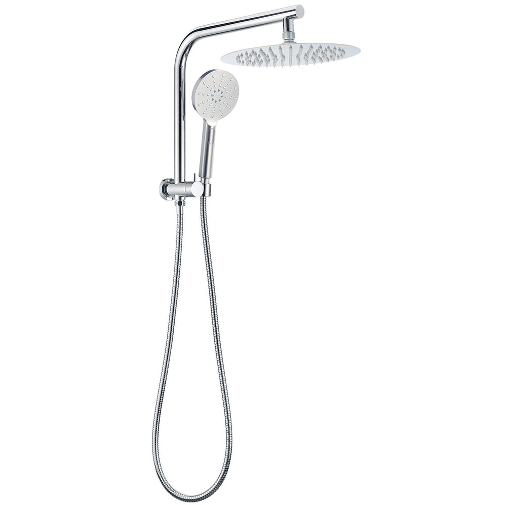 WELS 10" Rain Shower Head Handheld Sliding Rail DIY Twin Set Chrome Round V1233-A703ROHR002M4CKSR110