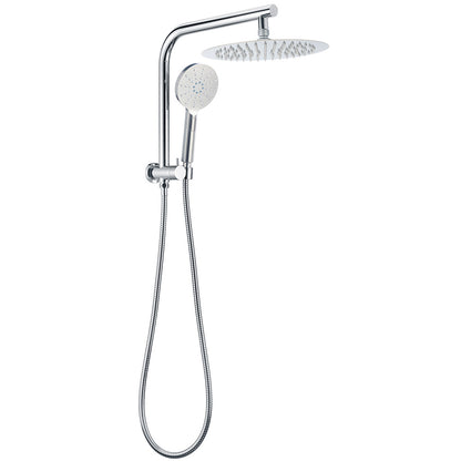WELS 10" Rain Shower Head Handheld Sliding Rail DIY Twin Set Chrome Round V1233-A703ROHR002M4CKSR110