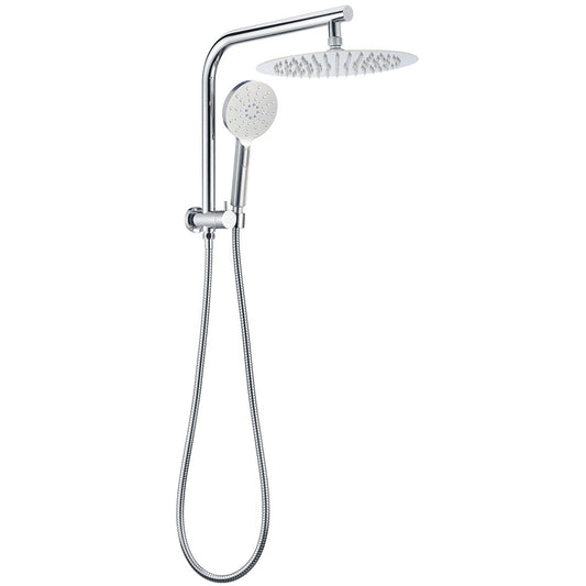 WELS 10" Rain Shower Head Handheld Sliding Rail DIY Twin Set Chrome Round V1233-A703ROHR002M4CKSR110