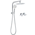 WELS Chrome Round 10" Rain Shower Head Handheld Sliding Rail DIY 2in1 Twin Taps Set V1233-A703ROHR002M4CKSR110CPF0282A