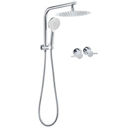 WELS Chrome Round 10" Rain Shower Head Handheld Sliding Rail DIY 2in1 Twin Taps Set V1233-A703ROHR002M4CKSR110CPF0282A
