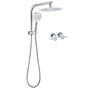 WELS Chrome Round 10" Rain Shower Head Handheld Sliding Rail DIY 2in1 Twin Taps Set V1233-A703ROHR002M4CKSR110CPF0282A