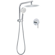 WELS Chrome Round 10" Rain Shower Head Handheld Sliding Rail DIY 2in1 Mixer Set V1233-A703ROHR002M4CKSR110KRD201CR
