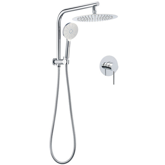 WELS Chrome Round 10" Rain Shower Head Handheld Sliding Rail DIY 2in1 Mixer Set V1233-A703ROHR002M4CKSR110KRD201CR