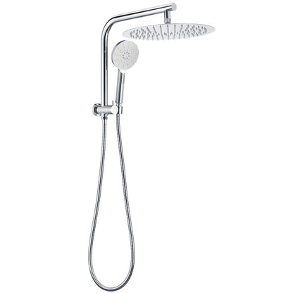 Chrome 2in1 Round Shower Head Set 12" Rainfall & 3 Mode Handheld Gooseneck Arm V1233-A703ROHR002M4CKSR112