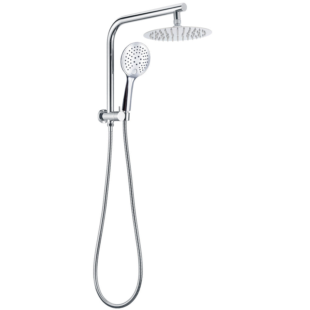 WELS Twin Shower Set 8" Rain Head 3 Modes Handheld Switch Diverter Gooseneck Wall Arm V1233-A703ROHR003M4CKSR108