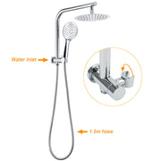 WELS Twin Shower Set 8" Rain Head 3 Modes Handheld Switch Diverter Gooseneck Wall Arm V1233-A703ROHR003M4CKSR108