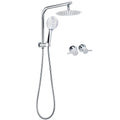 WELS Twin Shower Set 8" Rain Head 3 Modes Handheld Diverter Gooseneck Wall Arm + Taps V1233-A703ROHR003M4CKSR108CPF0282A