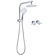 WELS Twin Shower Set 8" Rain Head 3 Modes Handheld Diverter Gooseneck Wall Arm + Taps V1233-A703ROHR003M4CKSR108CPF0282A