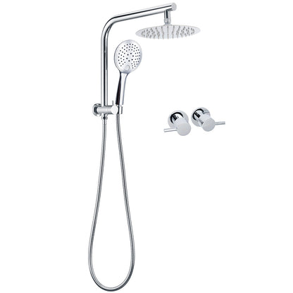 WELS Twin Shower Set 8" Rain Head 3 Modes Handheld Diverter Gooseneck Wall Arm + Taps V1233-A703ROHR003M4CKSR108CPF0282A