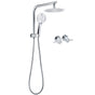 WELS Twin Shower Set 8" Rain Head 3 Modes Handheld Diverter Gooseneck Wall Arm + Taps V1233-A703ROHR003M4CKSR108CPF0282A