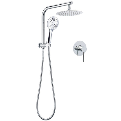 WELS Twin Shower Set 8" Rain Head 3 Modes Handheld Diverter Gooseneck Wall Arm + Mixer V1233-A703ROHR003M4CKSR108KRD201CR