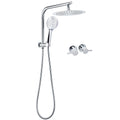WELS Round Chrome 10" Dual Shower Head 3 Mode Handheld Gooseneck Wall Arm Twin Taps Set V1233-A703ROHR003M4CKSR110CPF0282A