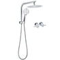 WELS Round Chrome 10" Dual Shower Head 3 Mode Handheld Gooseneck Wall Arm Twin Taps Set V1233-A703ROHR003M4CKSR110CPF0282A