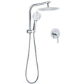 WELS Round Chrome 10" Twin Shower Head 3 Mode Handheld Gooseneck Wall Arm Mixer Set V1233-A703ROHR003M4CKSR110KRD201CR
