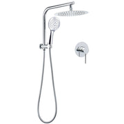WELS Round Chrome 10" Twin Shower Head 3 Mode Handheld Gooseneck Wall Arm Mixer Set V1233-A703ROHR003M4CKSR110KRD201CR