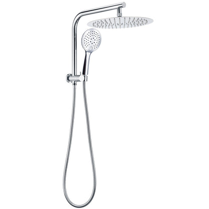 2in1 Large Round 12" Shower Head 3 Mode Handheld Gooseneck Arm Diverter Set Drill Free V1233-A703ROHR003M4CKSR112